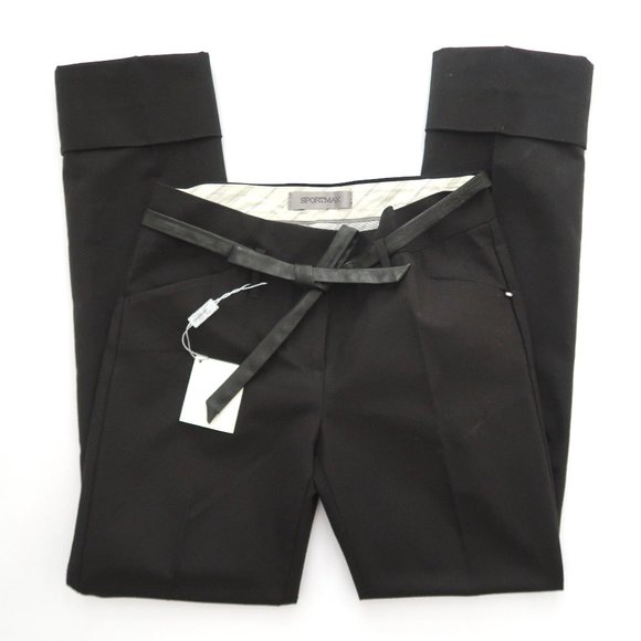 SPORTMAX cuff trouser pants w/ tie belt NWT